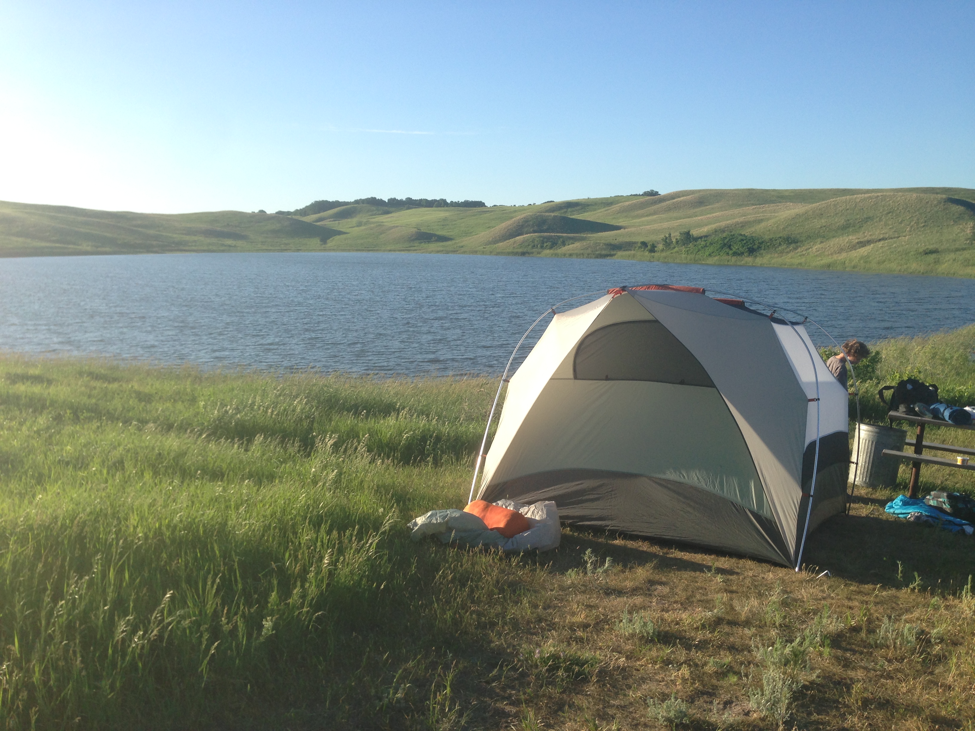 Tent by a lake